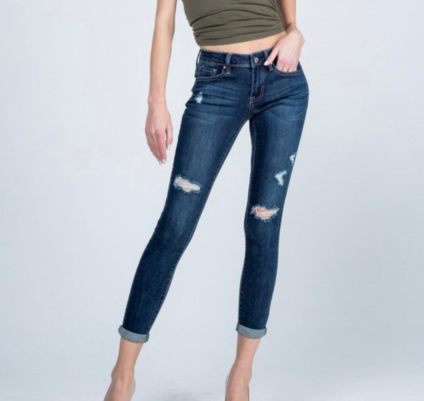 Double Roll Skinny Jeans